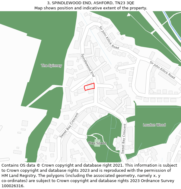 3, SPINDLEWOOD END, ASHFORD, TN23 3QE: Location map and indicative extent of plot