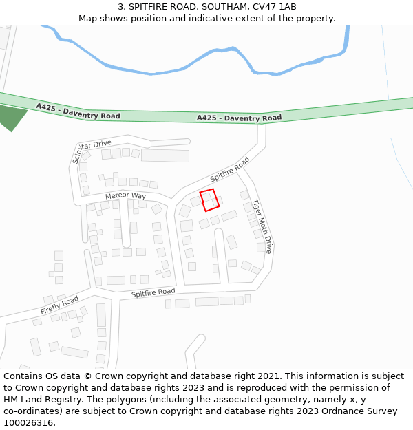 3, SPITFIRE ROAD, SOUTHAM, CV47 1AB: Location map and indicative extent of plot
