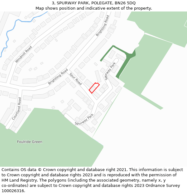 3, SPURWAY PARK, POLEGATE, BN26 5DQ: Location map and indicative extent of plot