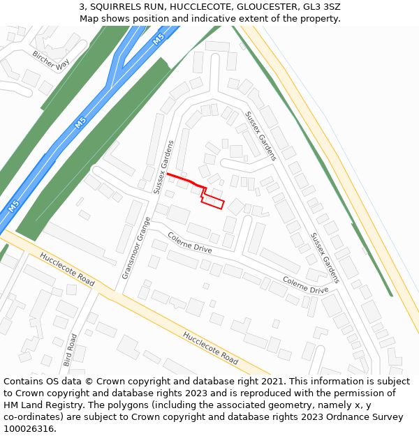 3, SQUIRRELS RUN, HUCCLECOTE, GLOUCESTER, GL3 3SZ: Location map and indicative extent of plot