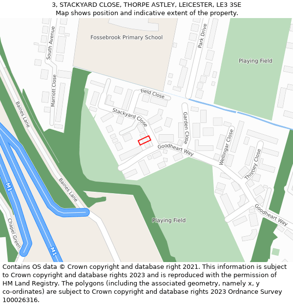 3, STACKYARD CLOSE, THORPE ASTLEY, LEICESTER, LE3 3SE: Location map and indicative extent of plot