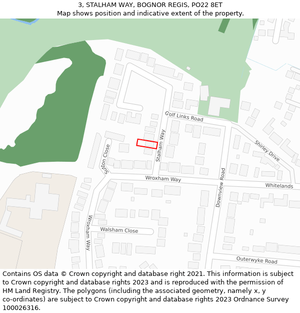 3, STALHAM WAY, BOGNOR REGIS, PO22 8ET: Location map and indicative extent of plot