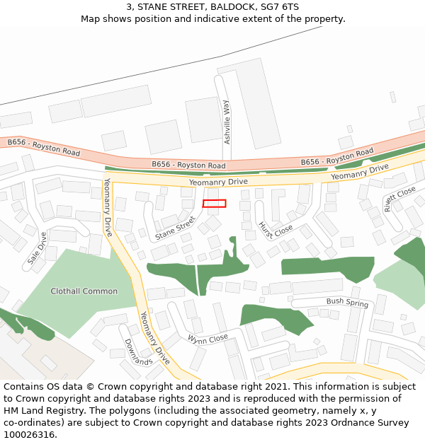 3, STANE STREET, BALDOCK, SG7 6TS: Location map and indicative extent of plot