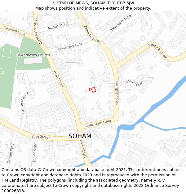 3, STAPLOE MEWS, SOHAM, ELY, CB7 5JW: Location map and indicative extent of plot