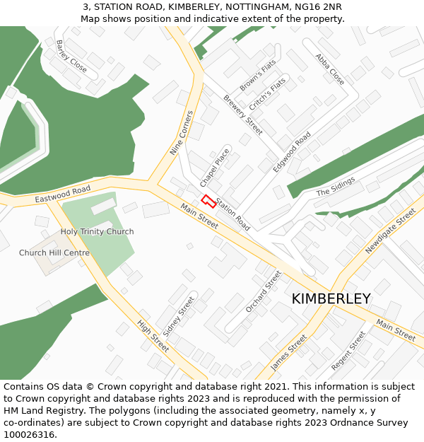 3, STATION ROAD, KIMBERLEY, NOTTINGHAM, NG16 2NR: Location map and indicative extent of plot