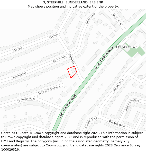 3, STEEPHILL, SUNDERLAND, SR3 3NP: Location map and indicative extent of plot