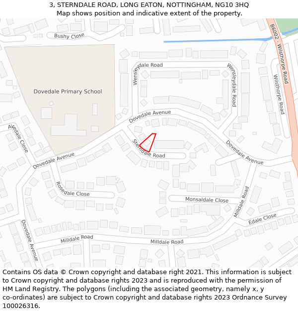 3, STERNDALE ROAD, LONG EATON, NOTTINGHAM, NG10 3HQ: Location map and indicative extent of plot