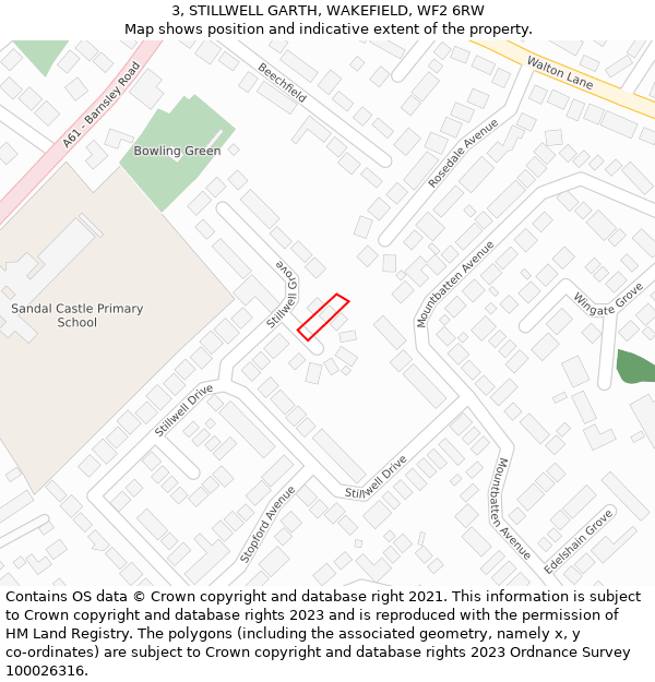 3, STILLWELL GARTH, WAKEFIELD, WF2 6RW: Location map and indicative extent of plot