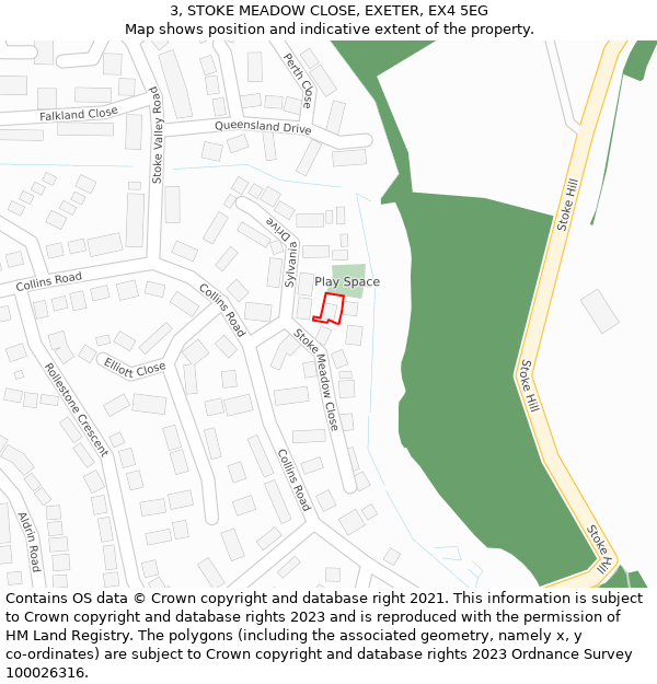 3, STOKE MEADOW CLOSE, EXETER, EX4 5EG: Location map and indicative extent of plot