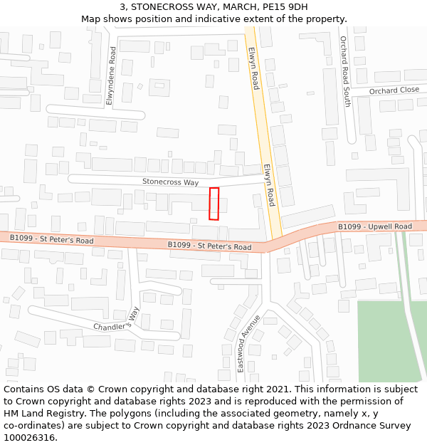 3, STONECROSS WAY, MARCH, PE15 9DH: Location map and indicative extent of plot