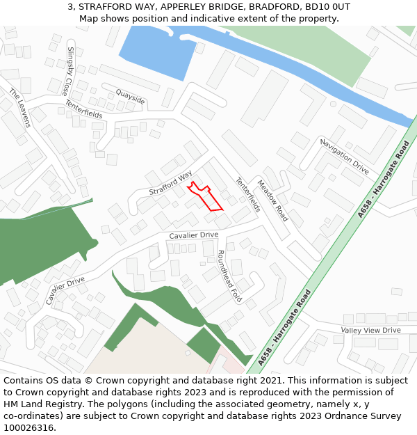 3, STRAFFORD WAY, APPERLEY BRIDGE, BRADFORD, BD10 0UT: Location map and indicative extent of plot