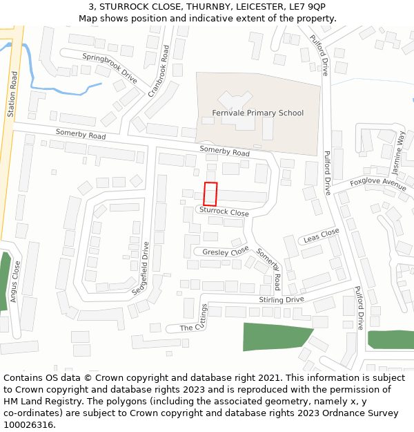 3, STURROCK CLOSE, THURNBY, LEICESTER, LE7 9QP: Location map and indicative extent of plot