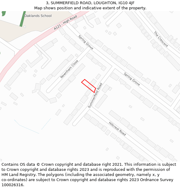 3, SUMMERFIELD ROAD, LOUGHTON, IG10 4JF: Location map and indicative extent of plot