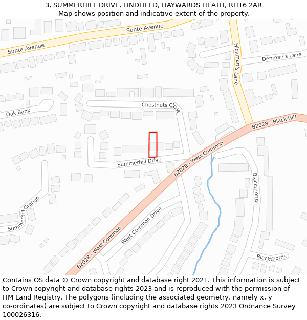 3, SUMMERHILL DRIVE, LINDFIELD, HAYWARDS HEATH, RH16 2AR: Location map and indicative extent of plot