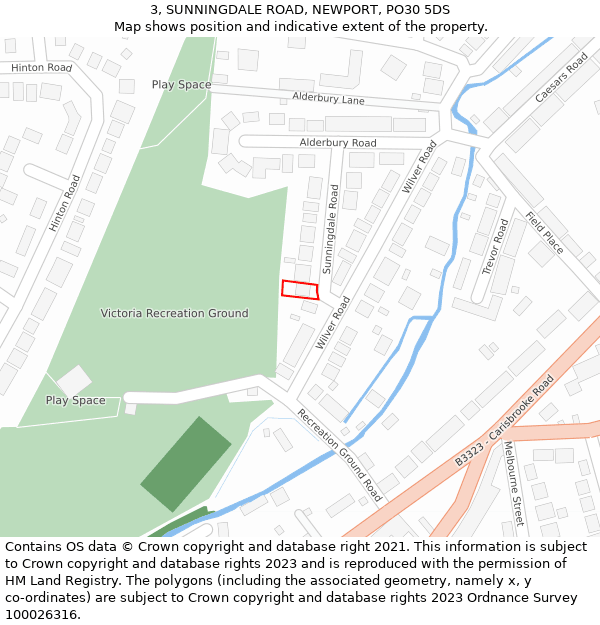 3, SUNNINGDALE ROAD, NEWPORT, PO30 5DS: Location map and indicative extent of plot