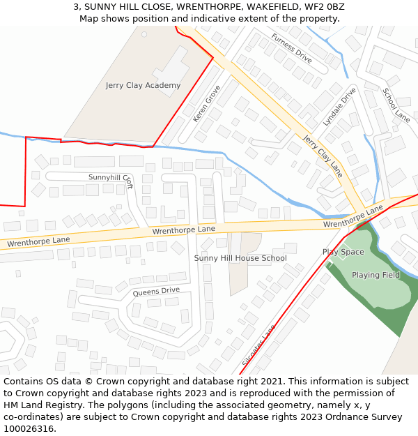 3, SUNNY HILL CLOSE, WRENTHORPE, WAKEFIELD, WF2 0BZ: Location map and indicative extent of plot