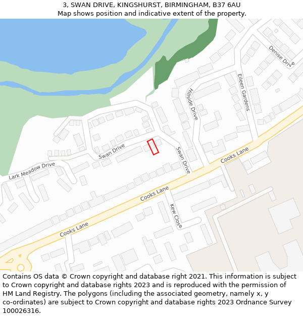 3, SWAN DRIVE, KINGSHURST, BIRMINGHAM, B37 6AU: Location map and indicative extent of plot