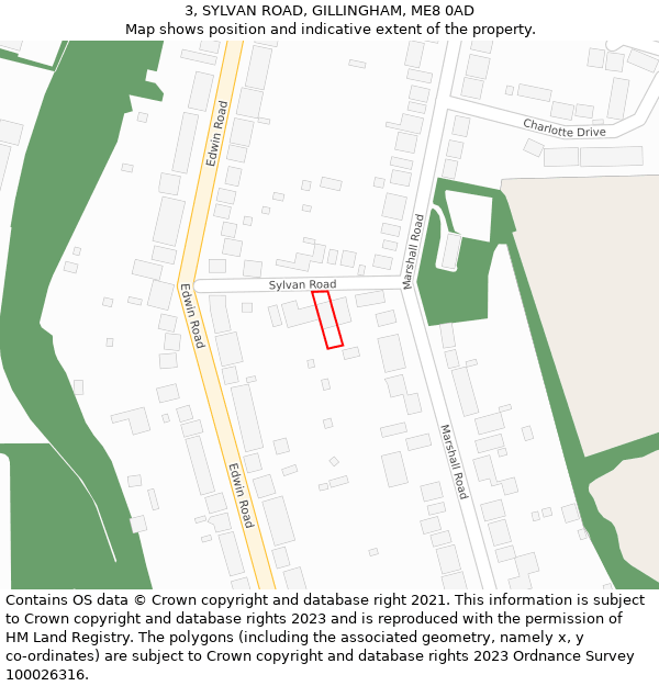 3, SYLVAN ROAD, GILLINGHAM, ME8 0AD: Location map and indicative extent of plot