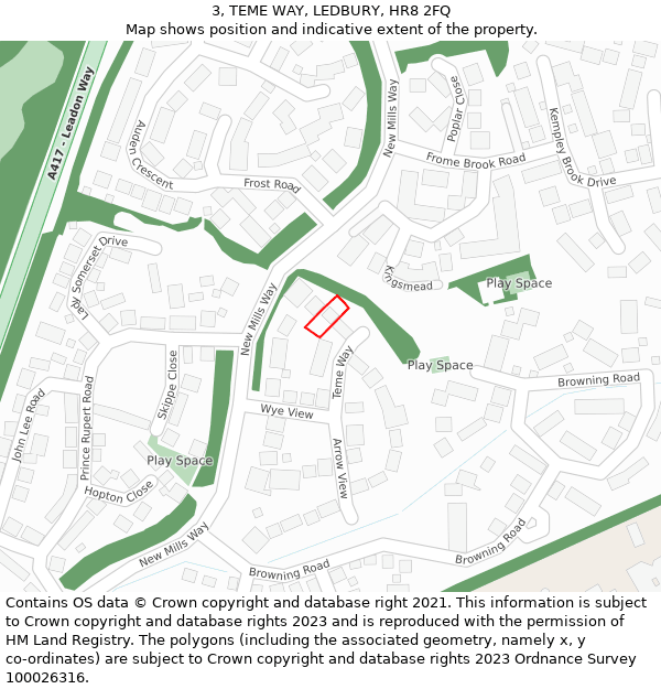 3, TEME WAY, LEDBURY, HR8 2FQ: Location map and indicative extent of plot