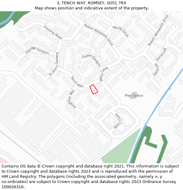 3, TENCH WAY, ROMSEY, SO51 7RX: Location map and indicative extent of plot