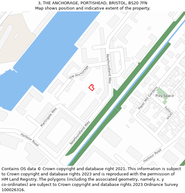 3, THE ANCHORAGE, PORTISHEAD, BRISTOL, BS20 7FN: Location map and indicative extent of plot