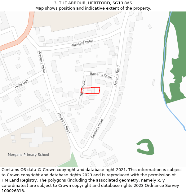 3, THE ARBOUR, HERTFORD, SG13 8AS: Location map and indicative extent of plot