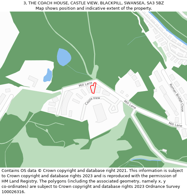 3, THE COACH HOUSE, CASTLE VIEW, BLACKPILL, SWANSEA, SA3 5BZ: Location map and indicative extent of plot