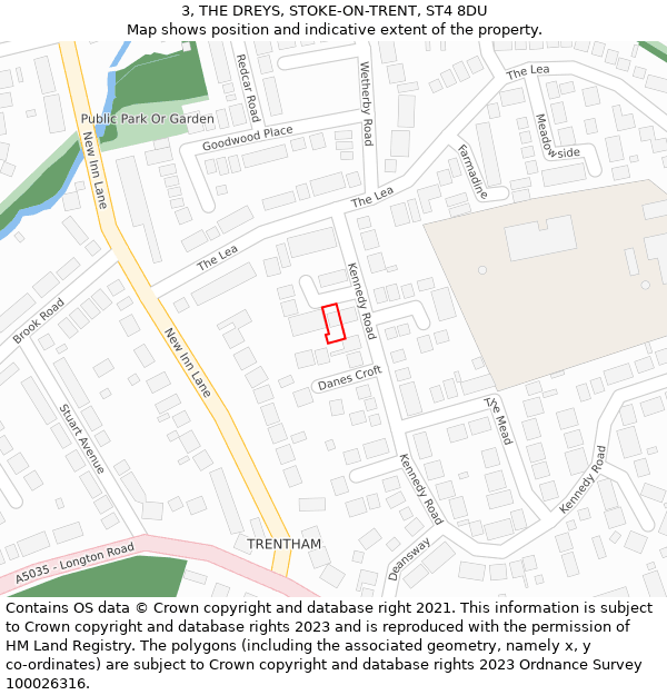 3, THE DREYS, STOKE-ON-TRENT, ST4 8DU: Location map and indicative extent of plot