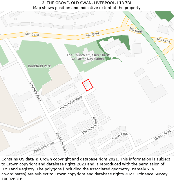 3, THE GROVE, OLD SWAN, LIVERPOOL, L13 7BL: Location map and indicative extent of plot