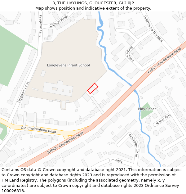 3, THE HAYLINGS, GLOUCESTER, GL2 0JP: Location map and indicative extent of plot