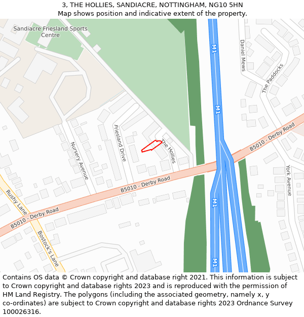 3, THE HOLLIES, SANDIACRE, NOTTINGHAM, NG10 5HN: Location map and indicative extent of plot