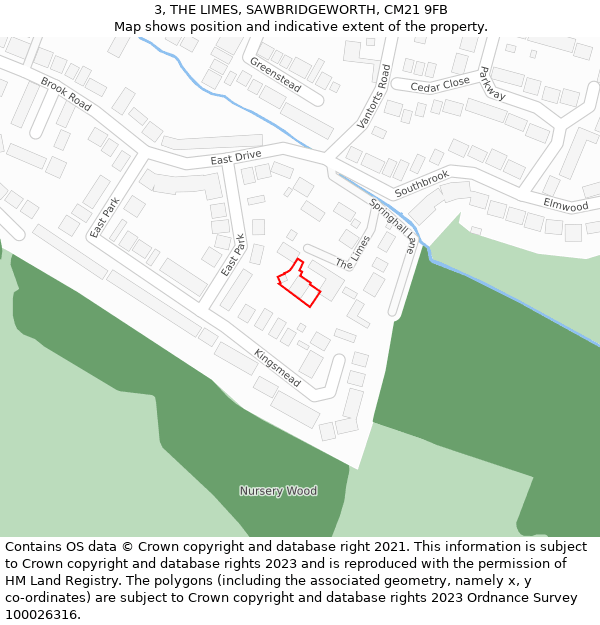 3, THE LIMES, SAWBRIDGEWORTH, CM21 9FB: Location map and indicative extent of plot