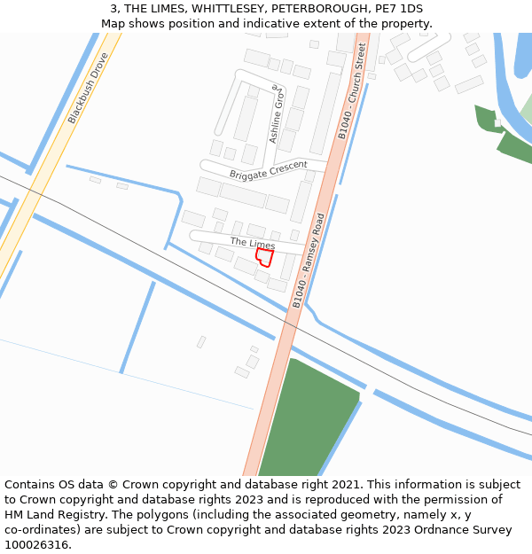 3, THE LIMES, WHITTLESEY, PETERBOROUGH, PE7 1DS: Location map and indicative extent of plot