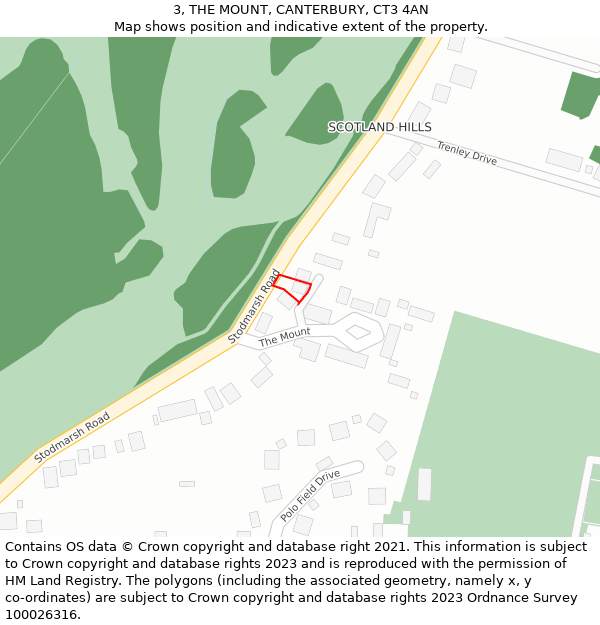3, THE MOUNT, CANTERBURY, CT3 4AN: Location map and indicative extent of plot