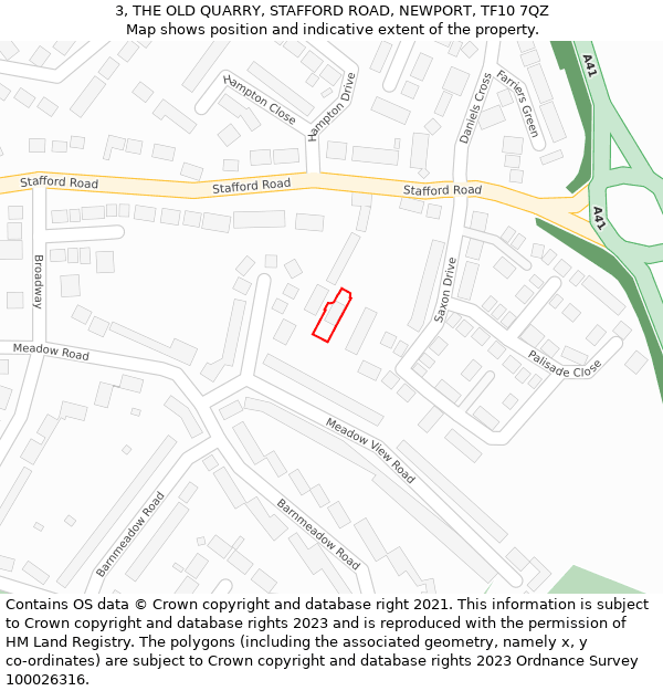 3, THE OLD QUARRY, STAFFORD ROAD, NEWPORT, TF10 7QZ: Location map and indicative extent of plot