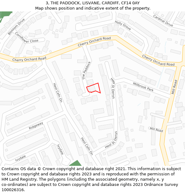 3, THE PADDOCK, LISVANE, CARDIFF, CF14 0AY: Location map and indicative extent of plot