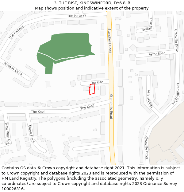 3, THE RISE, KINGSWINFORD, DY6 8LB: Location map and indicative extent of plot