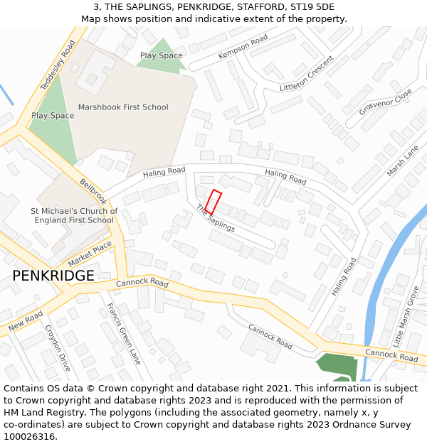 3, THE SAPLINGS, PENKRIDGE, STAFFORD, ST19 5DE: Location map and indicative extent of plot