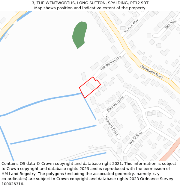 3, THE WENTWORTHS, LONG SUTTON, SPALDING, PE12 9RT: Location map and indicative extent of plot