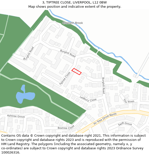 3, TIPTREE CLOSE, LIVERPOOL, L12 0BW: Location map and indicative extent of plot