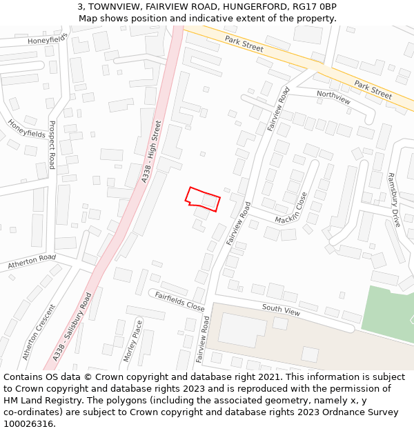 3, TOWNVIEW, FAIRVIEW ROAD, HUNGERFORD, RG17 0BP: Location map and indicative extent of plot