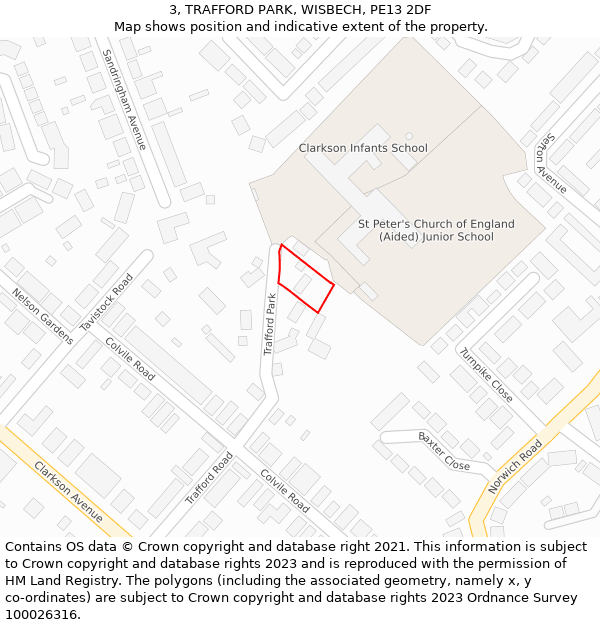 3, TRAFFORD PARK, WISBECH, PE13 2DF: Location map and indicative extent of plot