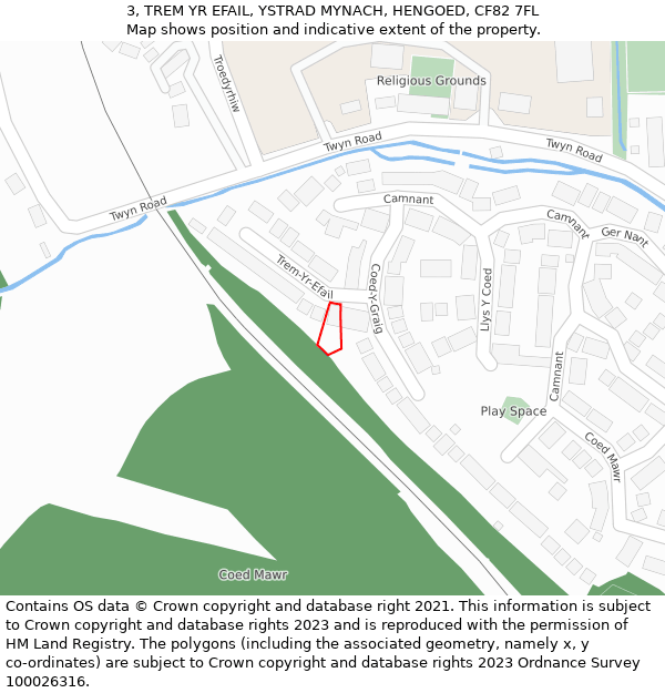 3, TREM YR EFAIL, YSTRAD MYNACH, HENGOED, CF82 7FL: Location map and indicative extent of plot