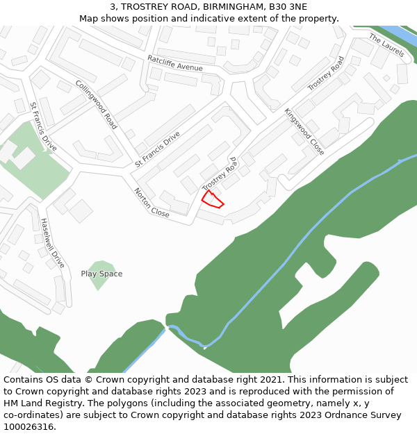 3, TROSTREY ROAD, BIRMINGHAM, B30 3NE: Location map and indicative extent of plot