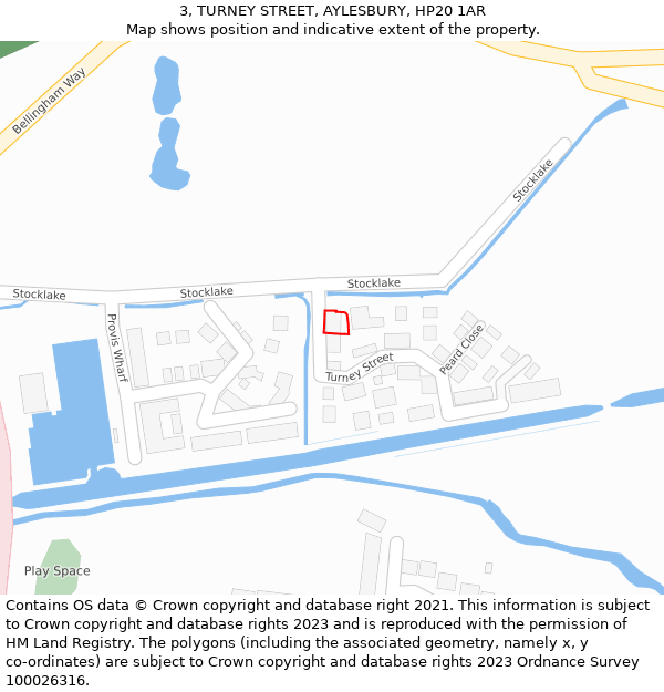 3, TURNEY STREET, AYLESBURY, HP20 1AR: Location map and indicative extent of plot