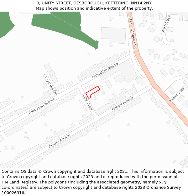 3, UNITY STREET, DESBOROUGH, KETTERING, NN14 2NY: Location map and indicative extent of plot