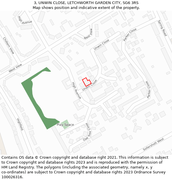 3, UNWIN CLOSE, LETCHWORTH GARDEN CITY, SG6 3RS: Location map and indicative extent of plot