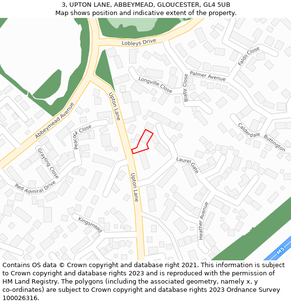 3, UPTON LANE, ABBEYMEAD, GLOUCESTER, GL4 5UB: Location map and indicative extent of plot