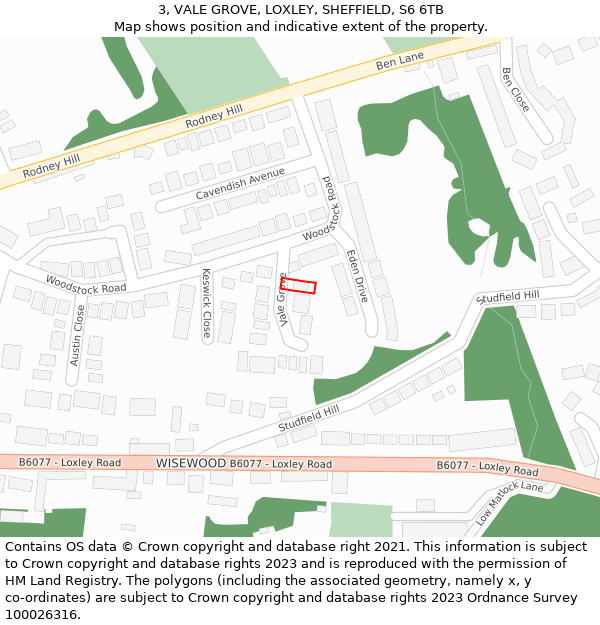 3, VALE GROVE, LOXLEY, SHEFFIELD, S6 6TB: Location map and indicative extent of plot