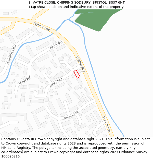 3, VAYRE CLOSE, CHIPPING SODBURY, BRISTOL, BS37 6NT: Location map and indicative extent of plot